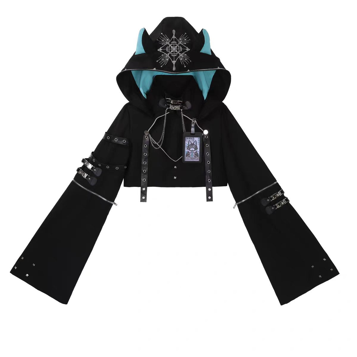 [Electro Kitty] Cyberpunk Lolita Y2K Hoodie & Skirt Set Future Suit