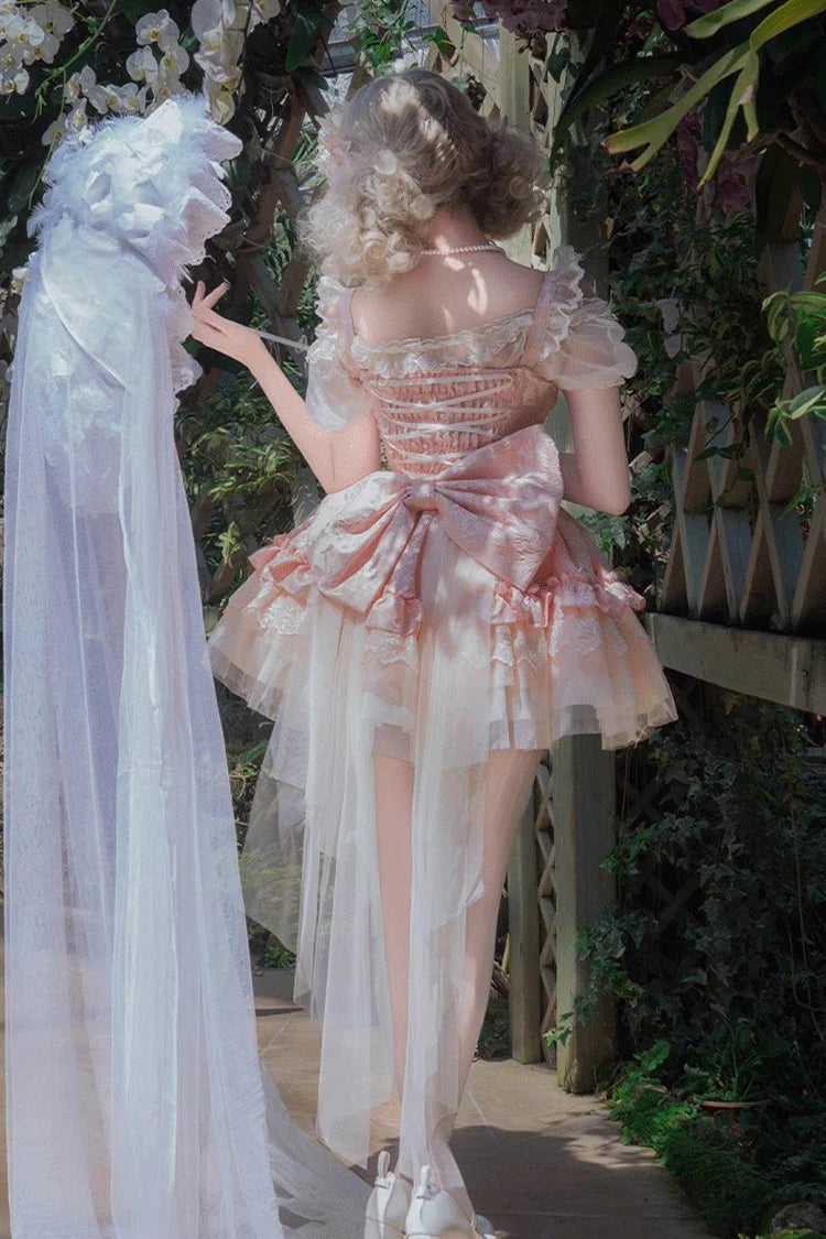 [Fairy Dream] Dulce Jsk de Ballet Lolita con Lazo de Encaje, Vestido Lolita sin Mangas de Múltiples Capas con Volantes