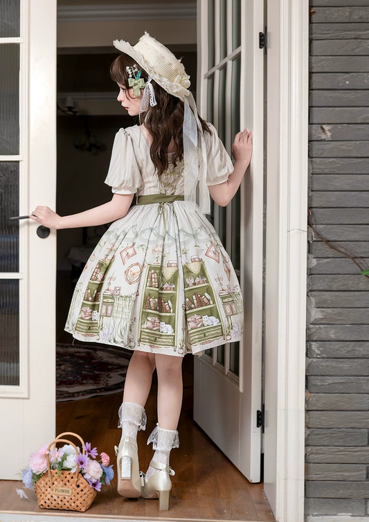 [Arlo's Book] Green Retro One-piece School Lady Lolita Dress
