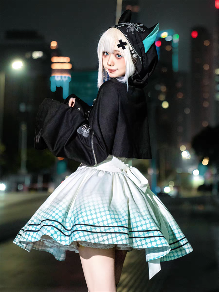 [Electro Kitty] Cyberpunk Lolita Y2K Hoodie & Skirt Set Future Suit