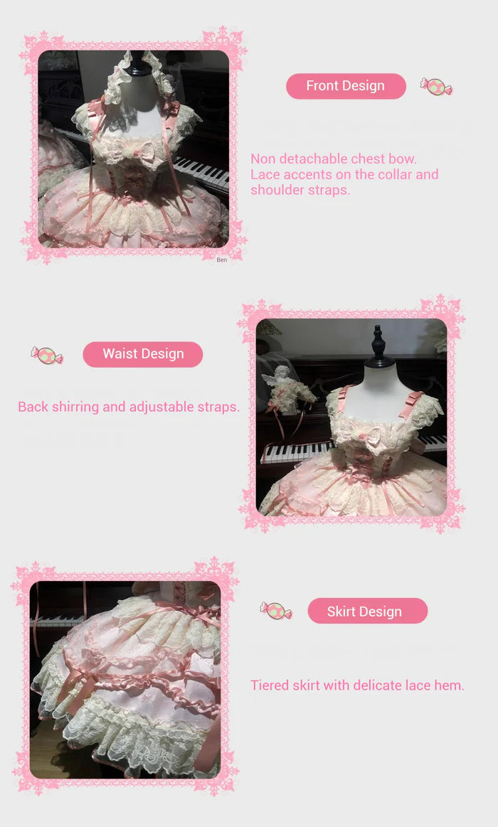 [Butterfly] - Ballet-style Sweet Lolita JSK Dress Sleeveless Kawaii Lace Graduation Cocktail Party Halloween Juniors Dresses