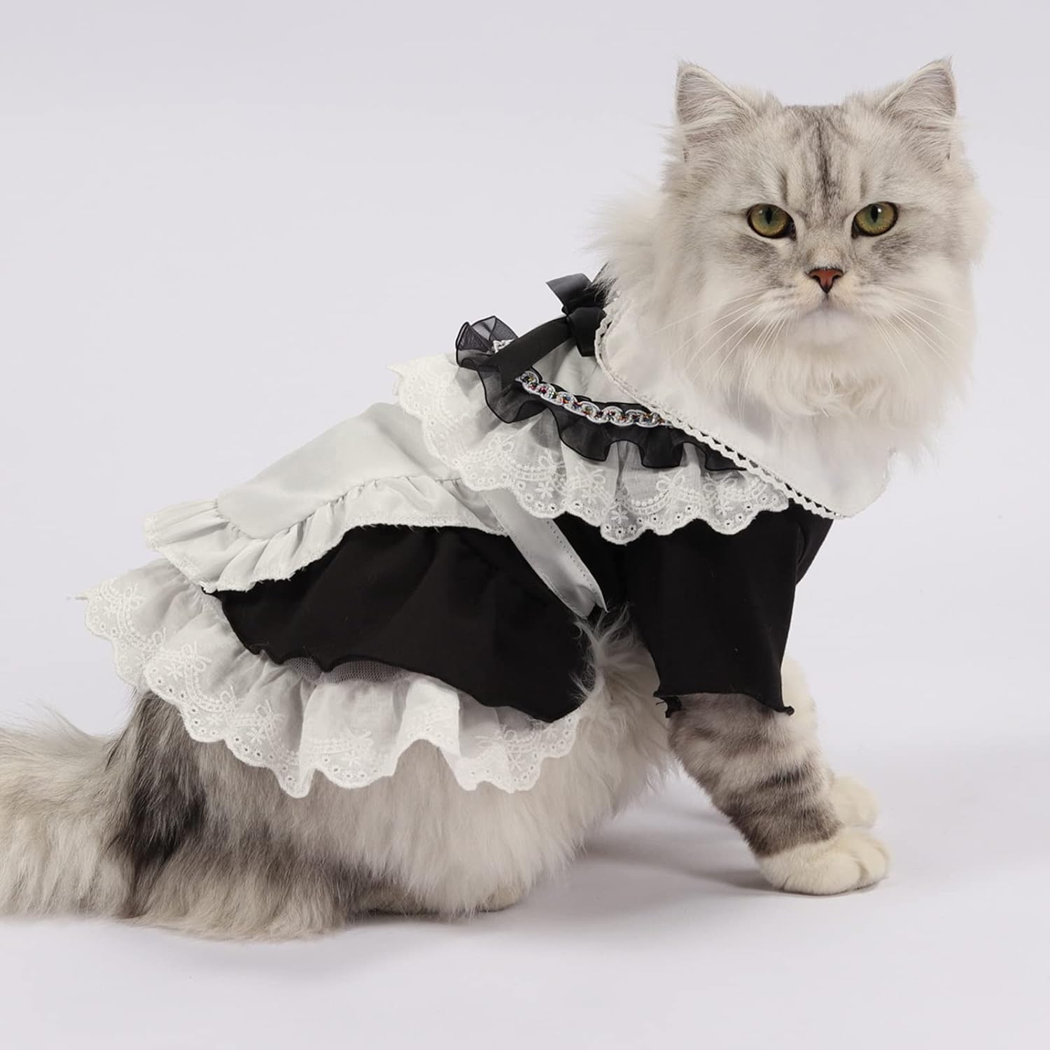 Pet Maid Outfit Adorable Lace Costume For Cats Dogs Rabbits