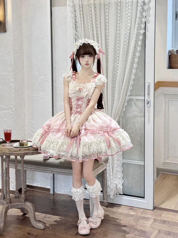 [Butterfly] - Ballet-style Sweet Lolita JSK Dress Sleeveless Kawaii Lace Graduation Cocktail Party Halloween Juniors Dresses