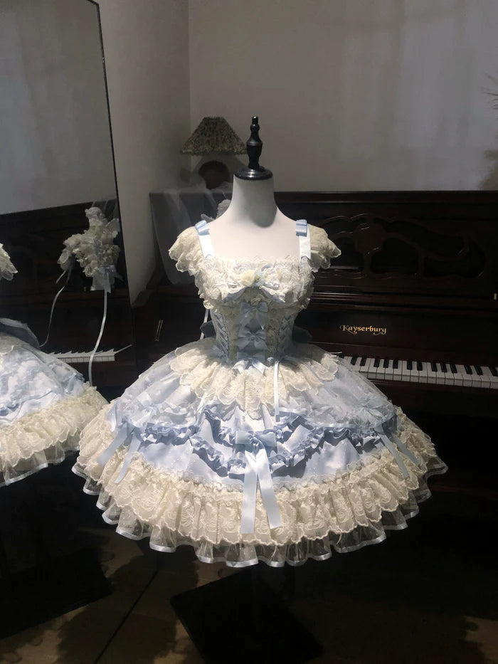 [Butterfly] - Ballet-style Sweet Lolita JSK Dress Sleeveless Kawaii Lace Graduation Cocktail Party Halloween Juniors Dresses