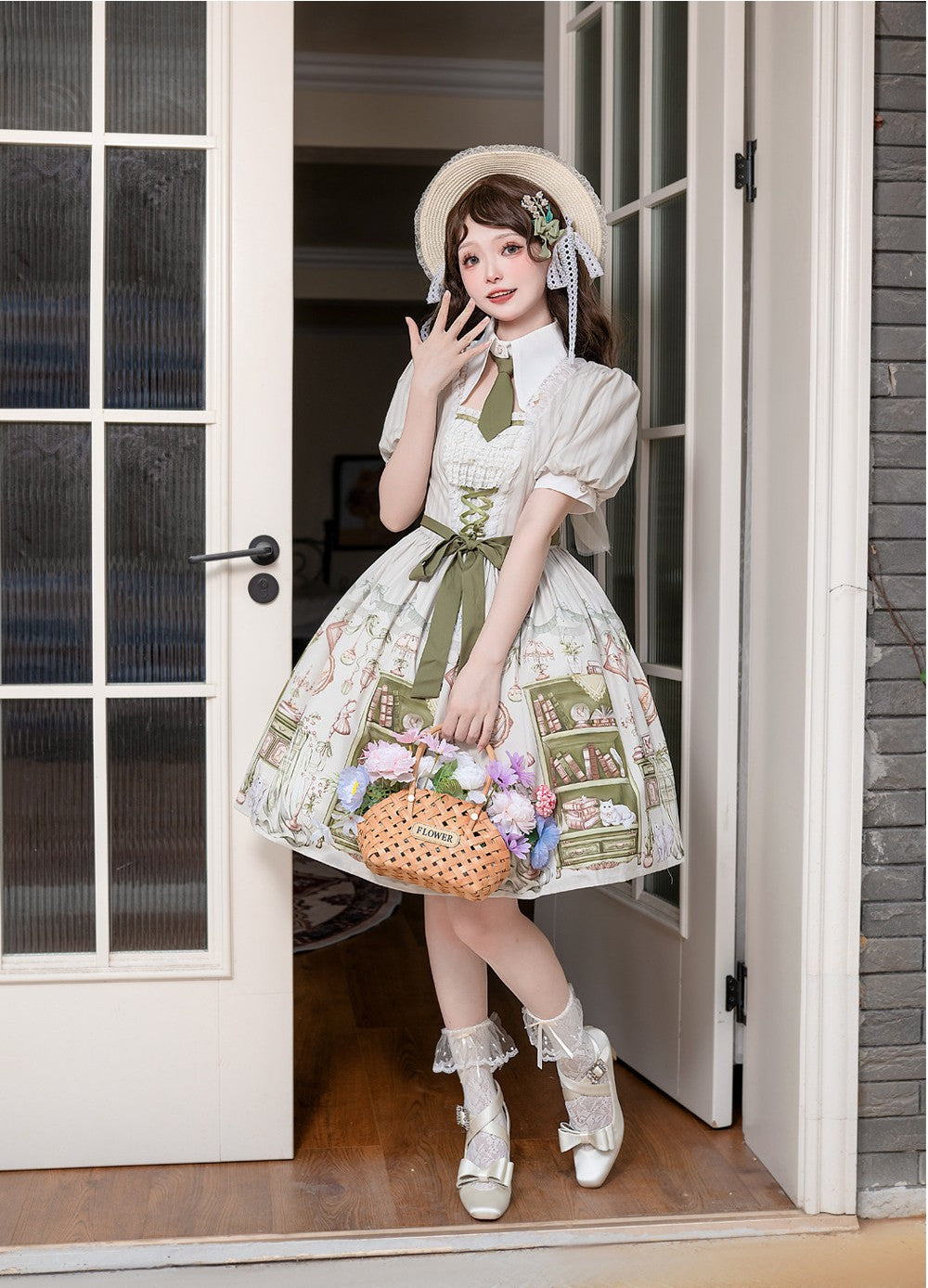[Arlo's Book] Green Retro One-piece School Lady Lolita Dress
