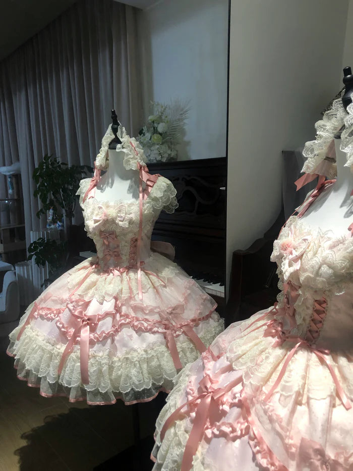 [Butterfly] - Ballet-style Sweet Lolita JSK Dress Sleeveless Kawaii Lace Graduation Cocktail Party Halloween Juniors Dresses