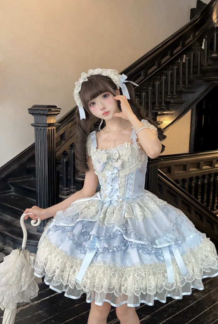[Butterfly] - Ballet-style Sweet Lolita JSK Dress Sleeveless Kawaii Lace Graduation Cocktail Party Halloween Juniors Dresses