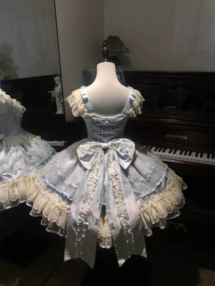 [Butterfly] - Ballet-style Sweet Lolita JSK Dress Sleeveless Kawaii Lace Graduation Cocktail Party Halloween Juniors Dresses