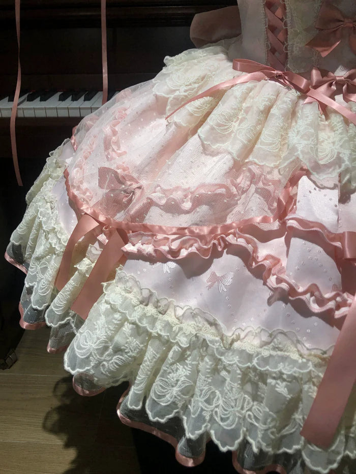 [Butterfly] - Ballet-style Sweet Lolita JSK Dress Sleeveless Kawaii Lace Graduation Cocktail Party Halloween Juniors Dresses