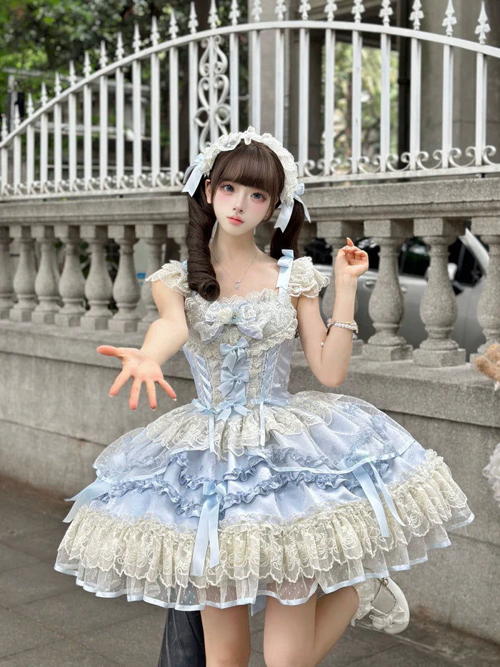 [Butterfly] - Ballet-style Sweet Lolita JSK Dress Sleeveless Kawaii Lace Graduation Cocktail Party Halloween Juniors Dresses