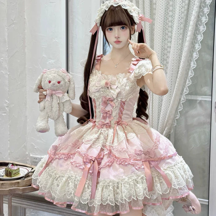 [Butterfly] - Ballet-style Sweet Lolita JSK Dress Sleeveless Kawaii Lace Graduation Cocktail Party Halloween Juniors Dresses