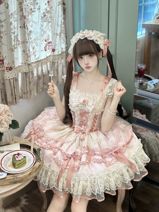 [Butterfly] - Ballet-style Sweet Lolita JSK Dress Sleeveless Kawaii Lace Graduation Cocktail Party Halloween Juniors Dresses