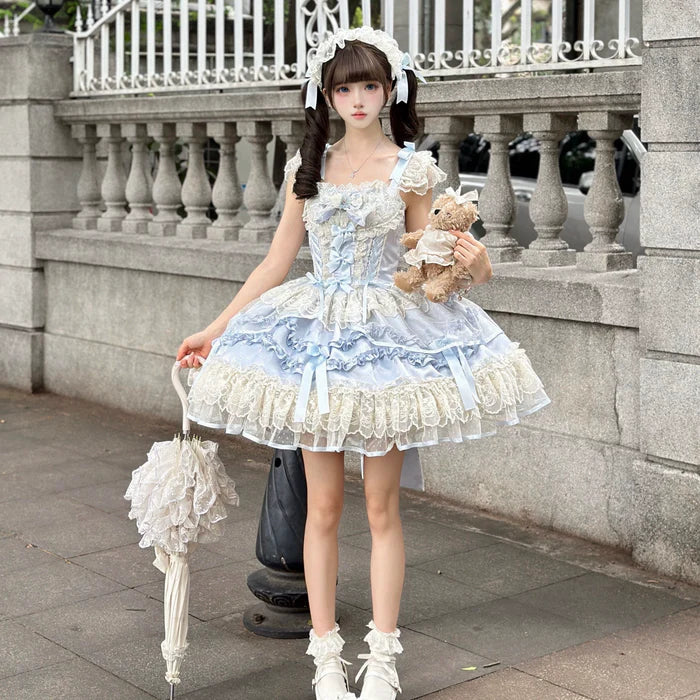 [Butterfly] - Ballet-style Sweet Lolita JSK Dress Sleeveless Kawaii Lace Graduation Cocktail Party Halloween Juniors Dresses