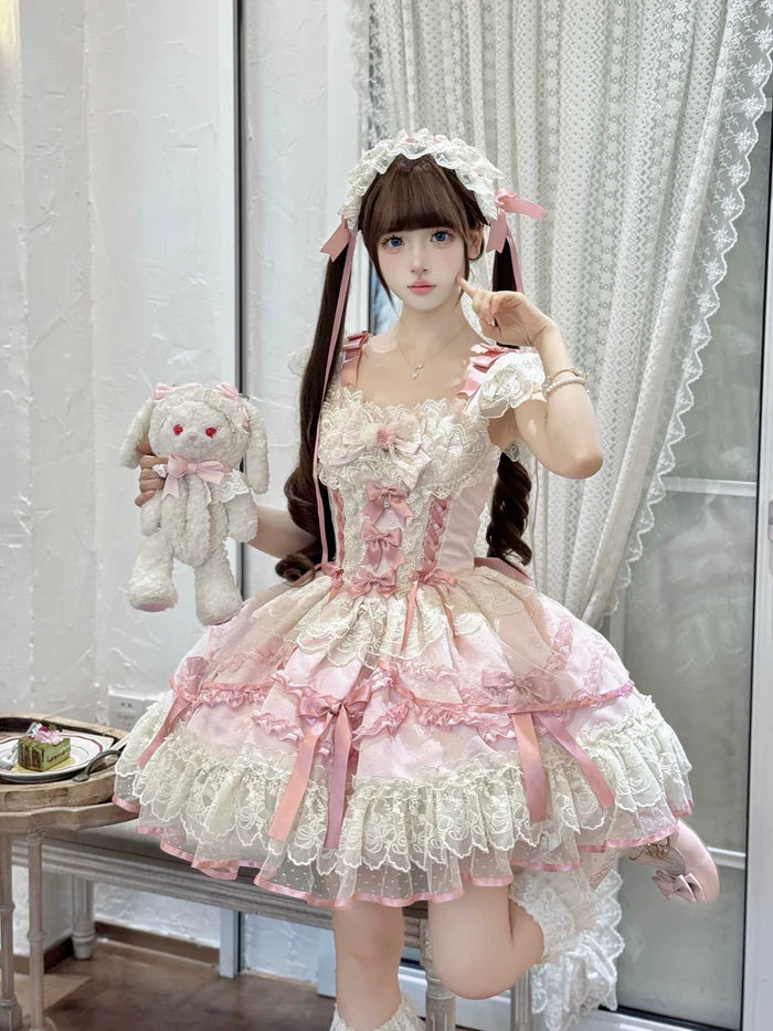 [Butterfly] - Ballet-style Sweet Lolita JSK Dress Sleeveless Kawaii Lace Graduation Cocktail Party Halloween Juniors Dresses
