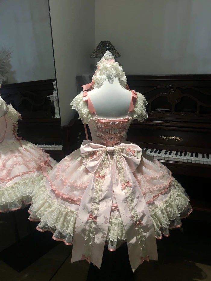 [Butterfly] - Ballet-style Sweet Lolita JSK Dress Sleeveless Kawaii Lace Graduation Cocktail Party Halloween Juniors Dresses
