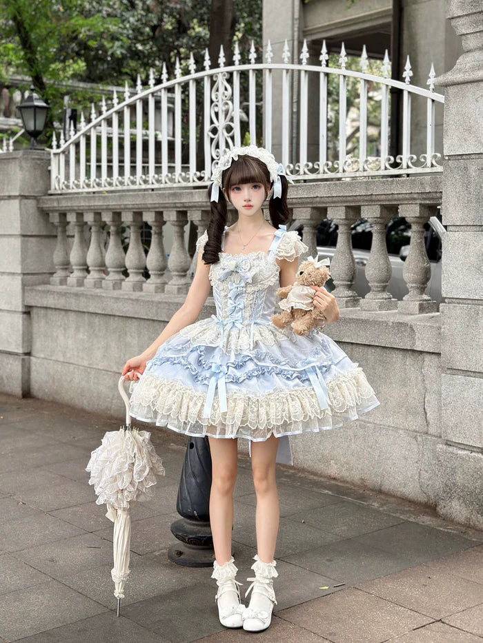 [Butterfly] - Ballet-style Sweet Lolita JSK Dress Sleeveless Kawaii Lace Graduation Cocktail Party Halloween Juniors Dresses