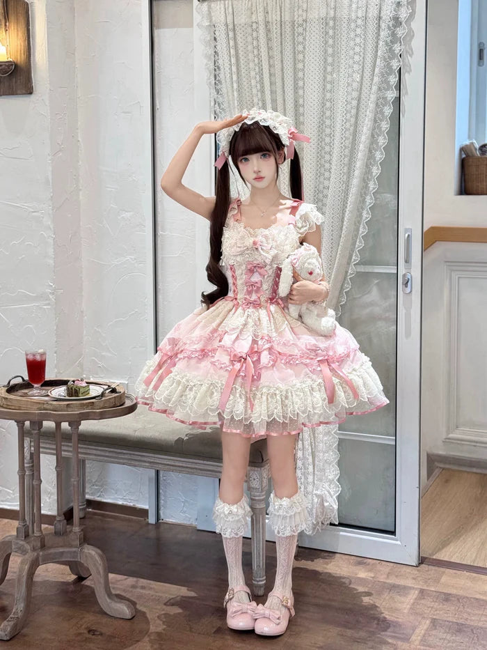 [Butterfly] - Ballet-style Sweet Lolita JSK Dress Sleeveless Kawaii Lace Graduation Cocktail Party Halloween Juniors Dresses