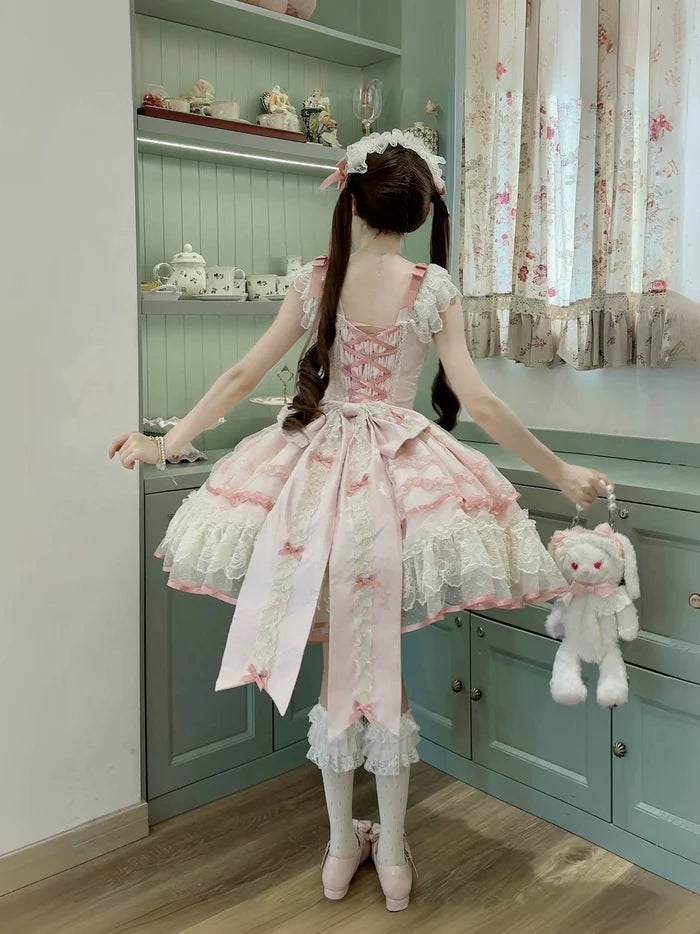 [Butterfly] - Ballet-style Sweet Lolita JSK Dress Sleeveless Kawaii Lace Graduation Cocktail Party Halloween Juniors Dresses