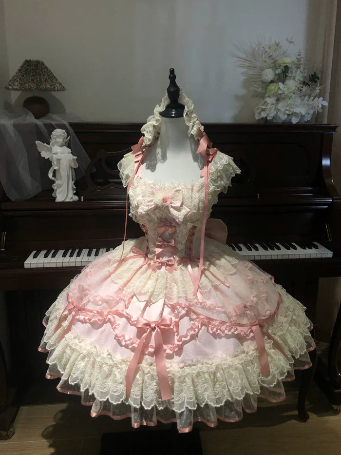 [Butterfly] - Ballet-style Sweet Lolita JSK Dress Sleeveless Kawaii Lace Graduation Cocktail Party Halloween Juniors Dresses