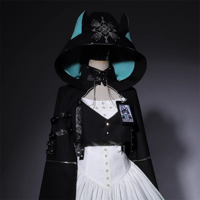 [Electro Kitty] Cyberpunk Lolita Y2K Hoodie & Skirt Set Future Suit