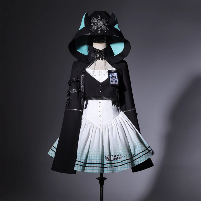 [Electro Kitty] Cyberpunk Lolita Y2K Hoodie & Skirt Set Future Suit
