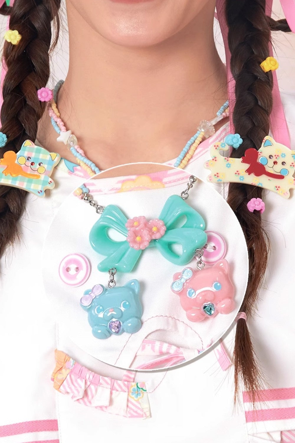 Retro Cat Ribbon Necklace